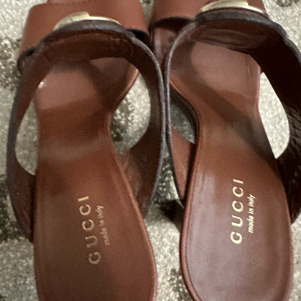 COPY - Vintage Mint Condition Gucci platform sandals in cognac brown. Size 36.5 - Picture 5 of 7